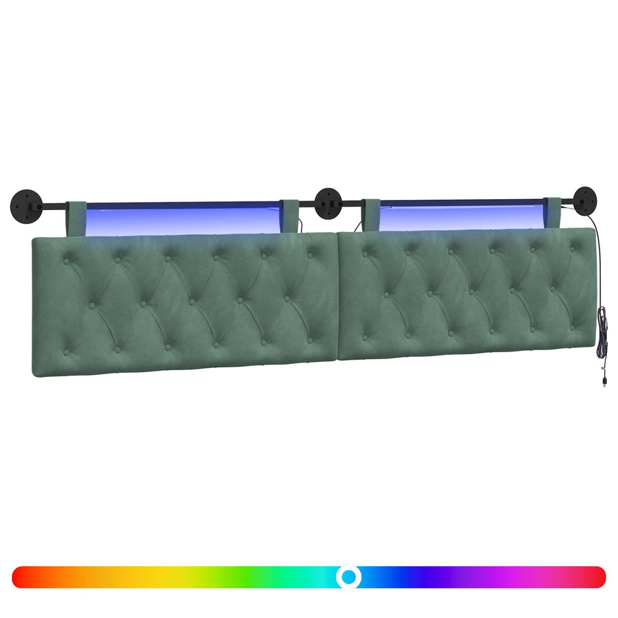 Hangend hoofdbord Met LED-verlichting Zeegroen Fluweel