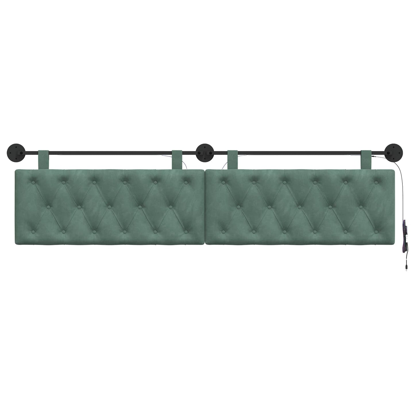 Hangend hoofdbord Met LED-verlichting Zeegroen Fluweel
