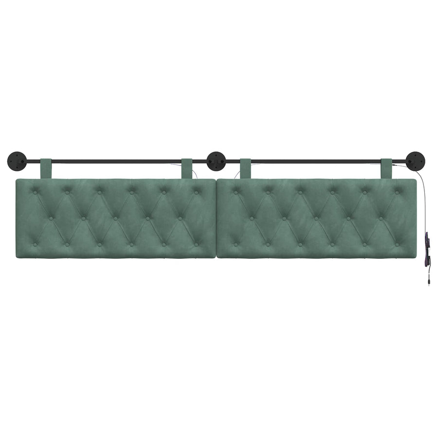 Hangend hoofdbord Met LED-verlichting Zeegroen Fluweel
