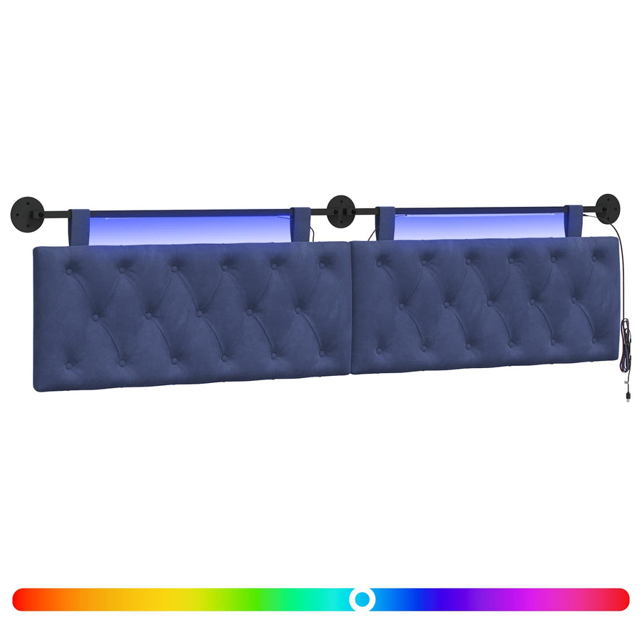 Hangend hoofdbord Met LED-verlichting Politieblauw Fluweel
