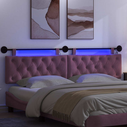 Hangend hoofdbord Met LED-verlichting Paars Fluweel