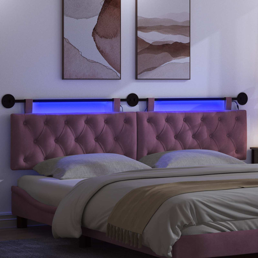 Hangend hoofdbord Met LED-verlichting Paars Fluweel