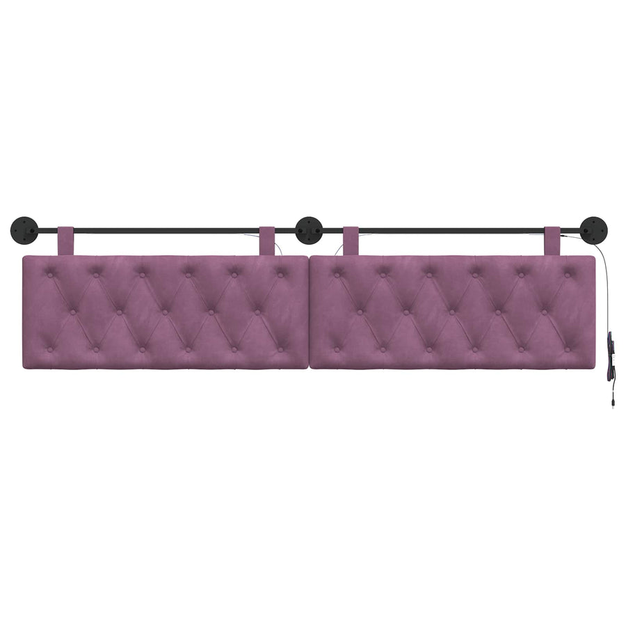 Hangend hoofdbord Met LED-verlichting Paars Fluweel