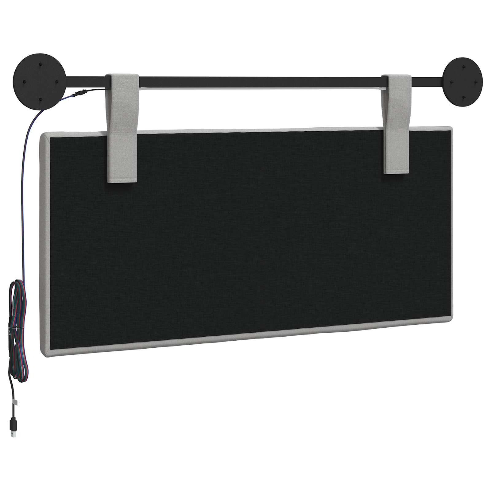 Hangend hoofdbord Met LED-verlichting Wolkengrijs Stof