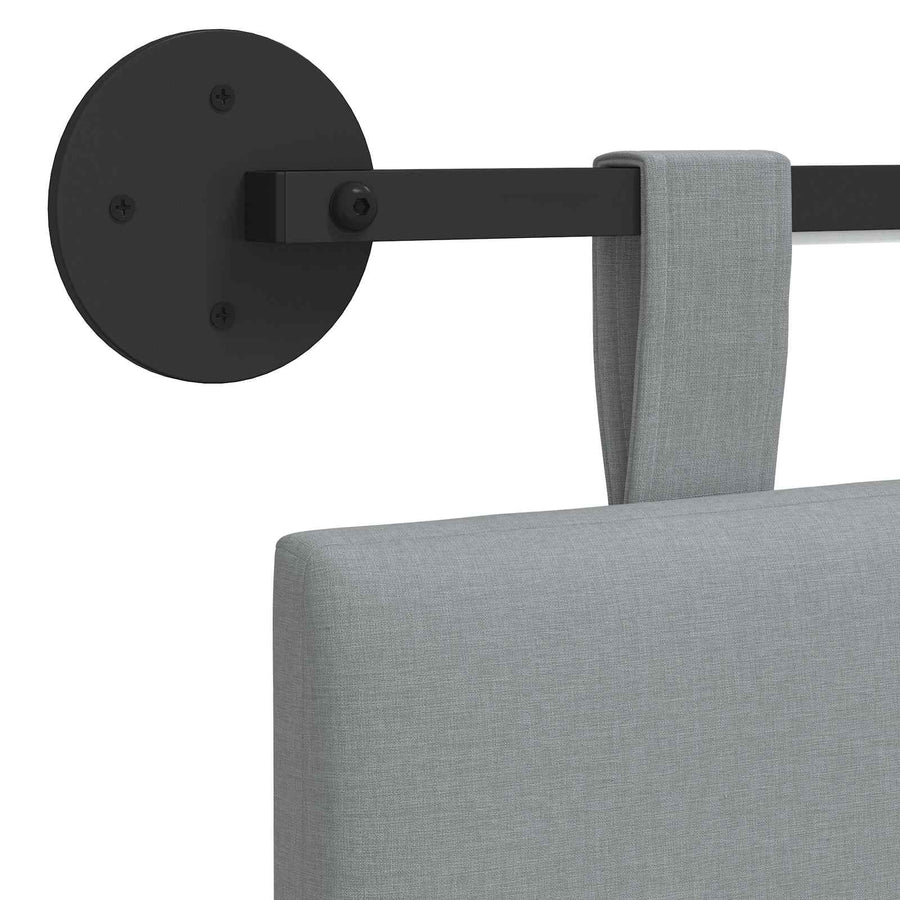 Hangend hoofdbord Met LED-verlichting Lichtgrijs Stof