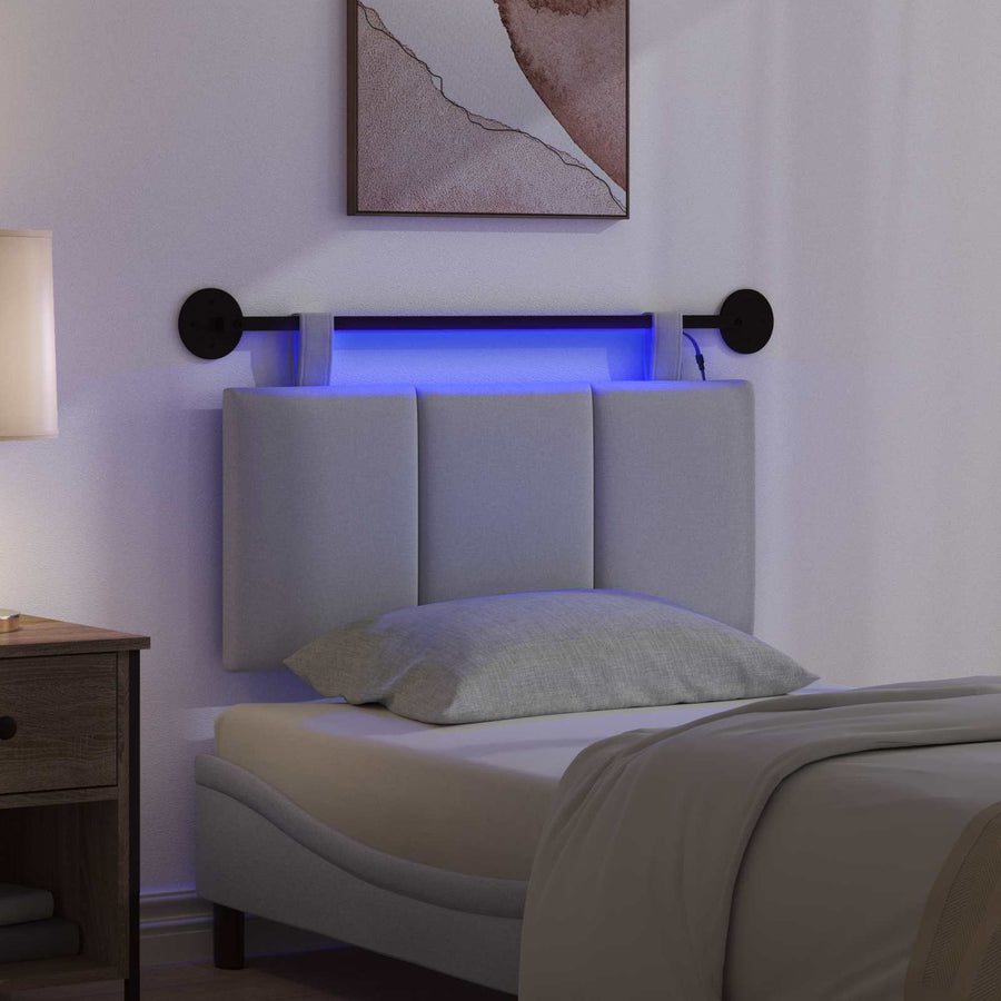 Hangend hoofdbord Met LED-verlichting Lichtgrijs Stof