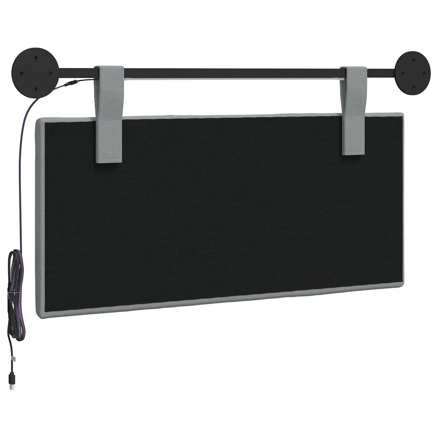 Hangend hoofdbord Met LED-verlichting Lichtgrijs Stof