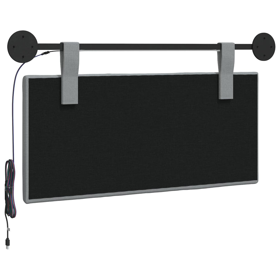 Hangend hoofdbord Met LED-verlichting Lichtgrijs Stof