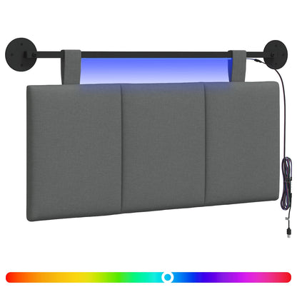 Hangend hoofdbord Met LED-verlichting Donkergrijs Stof