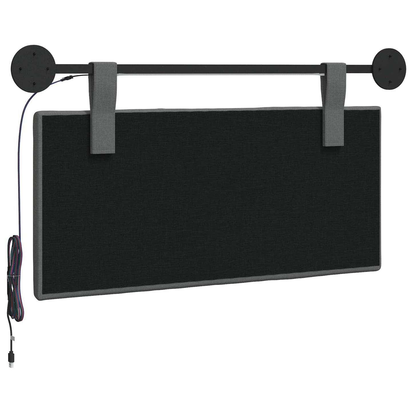 Hangend hoofdbord Met LED-verlichting Donkergrijs Stof