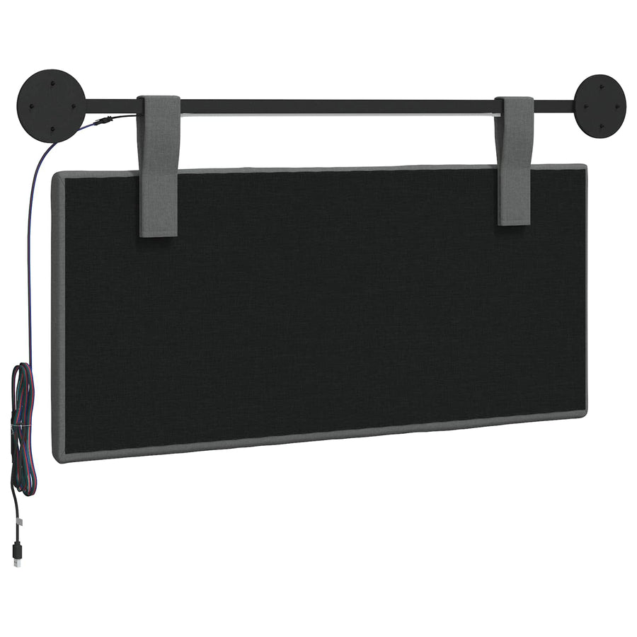 Hangend hoofdbord Met LED-verlichting Donkergrijs Stof