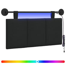 Hangend hoofdbord Met LED-verlichting Zwart Stof