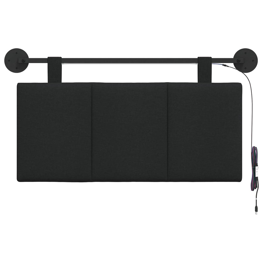 Hangend hoofdbord Met LED-verlichting Zwart Stof