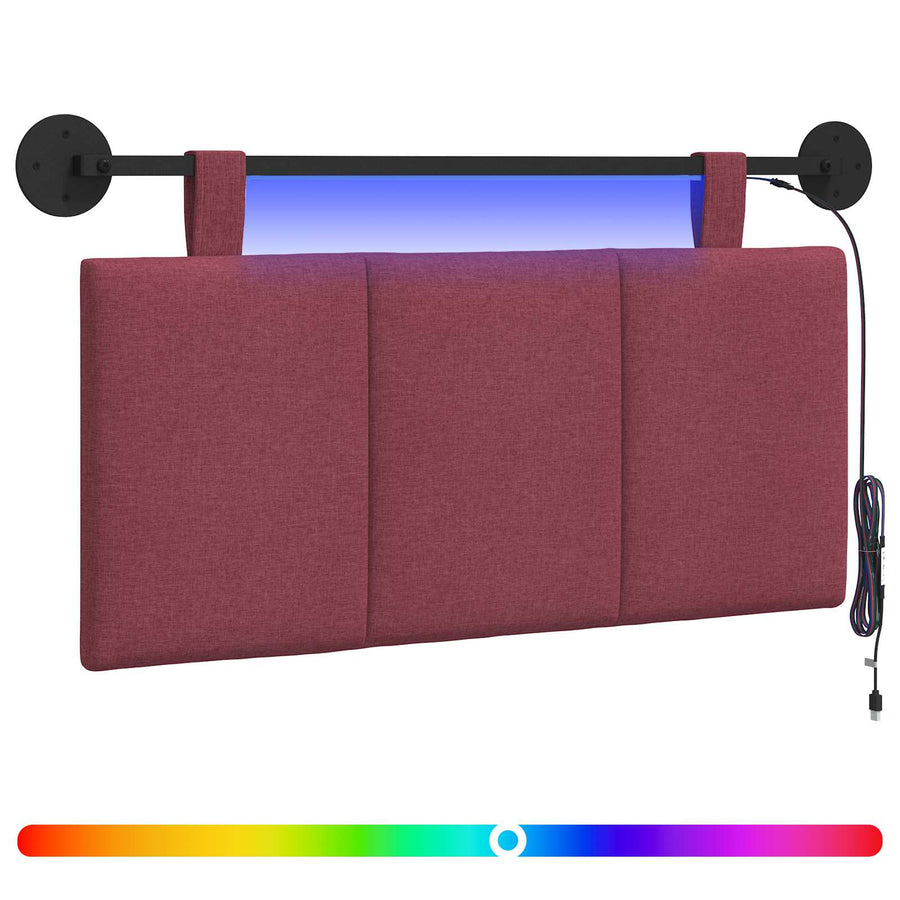 Hangend hoofdbord Met LED-verlichting Wijnrood Stof