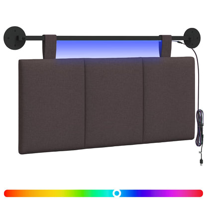 Hangend hoofdbord Met LED-verlichting Donkerbruin Stof