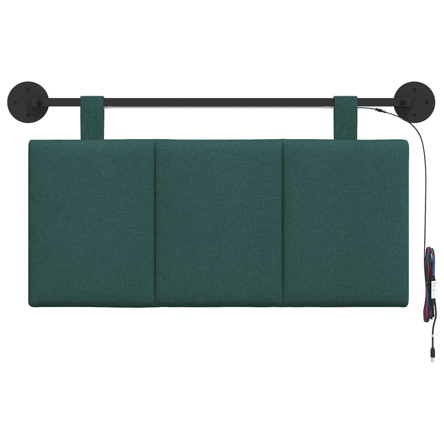 Hangend hoofdbord Met LED-verlichting Donkergroen Stof