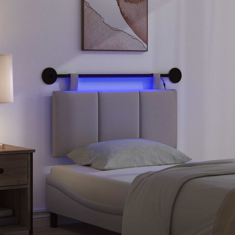 Hangend hoofdbord Met LED-verlichting Taupe Stof