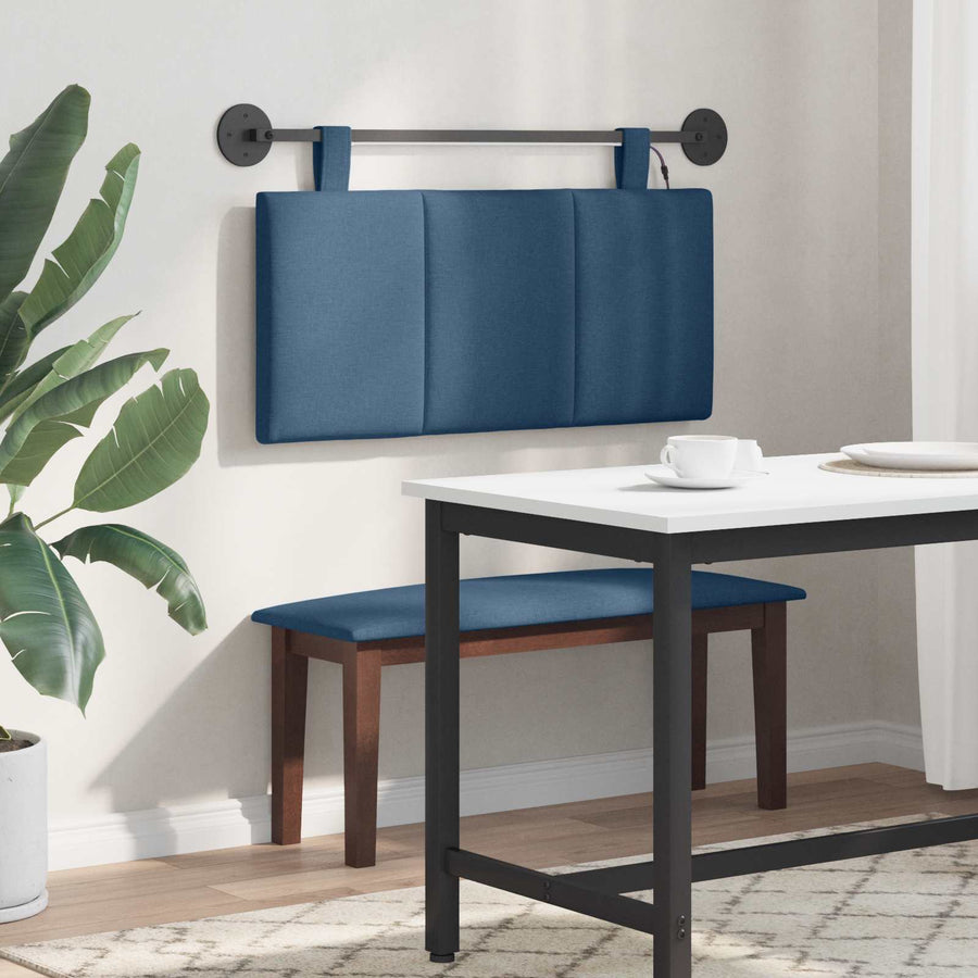 Hangend hoofdbord Met LED-verlichting Blauw Stof