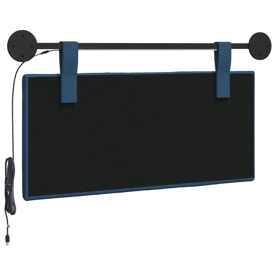 Hangend hoofdbord Met LED-verlichting Blauw Stof