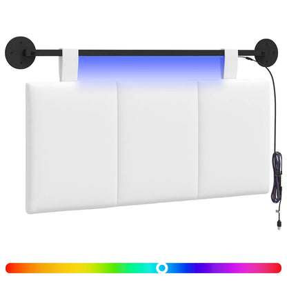 Hangend hoofdbord Met LED-verlichting Wit Stof