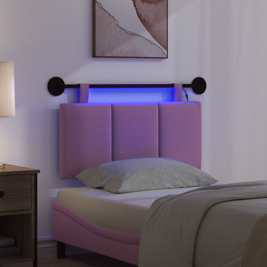 Hangend hoofdbord Met LED-verlichting Roze Stof