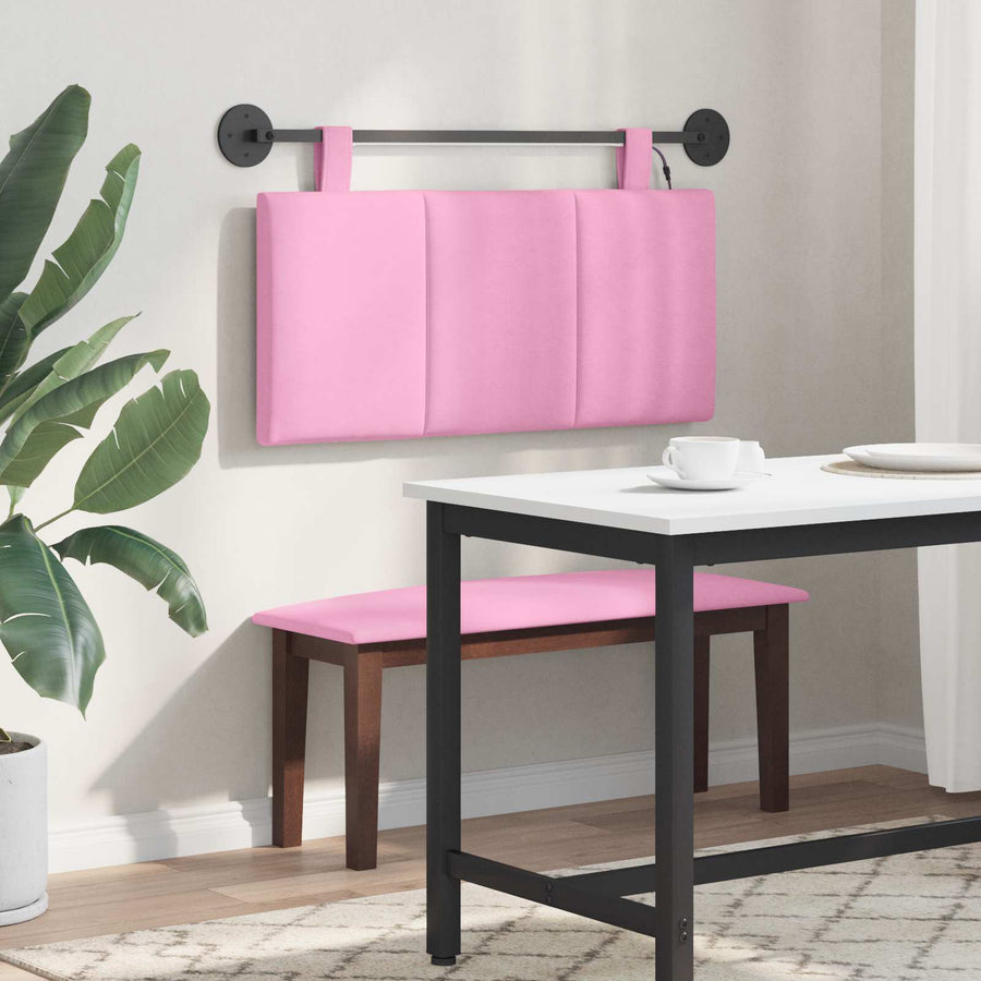 Hangend hoofdbord Met LED-verlichting Roze Stof