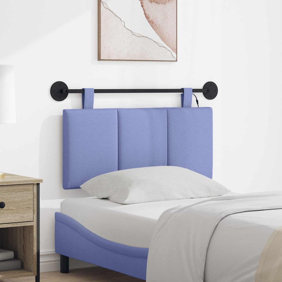 Hangend hoofdbord Met LED-verlichting Jeans Blauw Stof