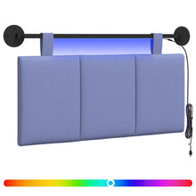 Hangend hoofdbord Met LED-verlichting Jeans Blauw Stof