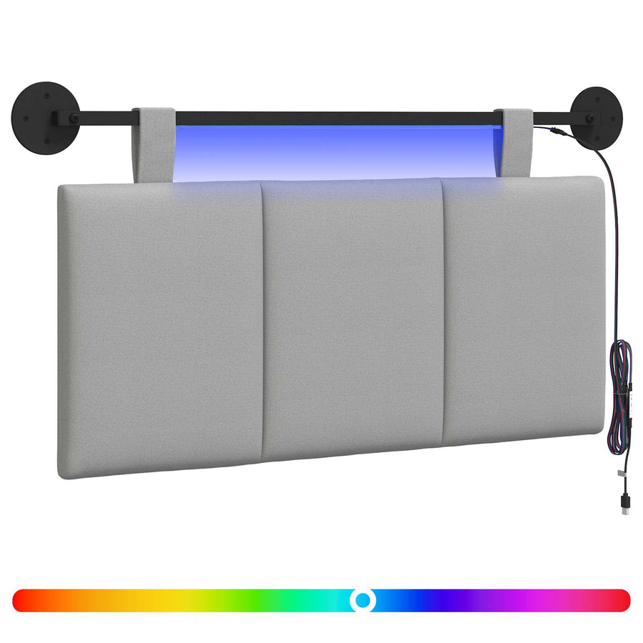 Hangend hoofdbord Met LED-verlichting Wolkengrijs Stof