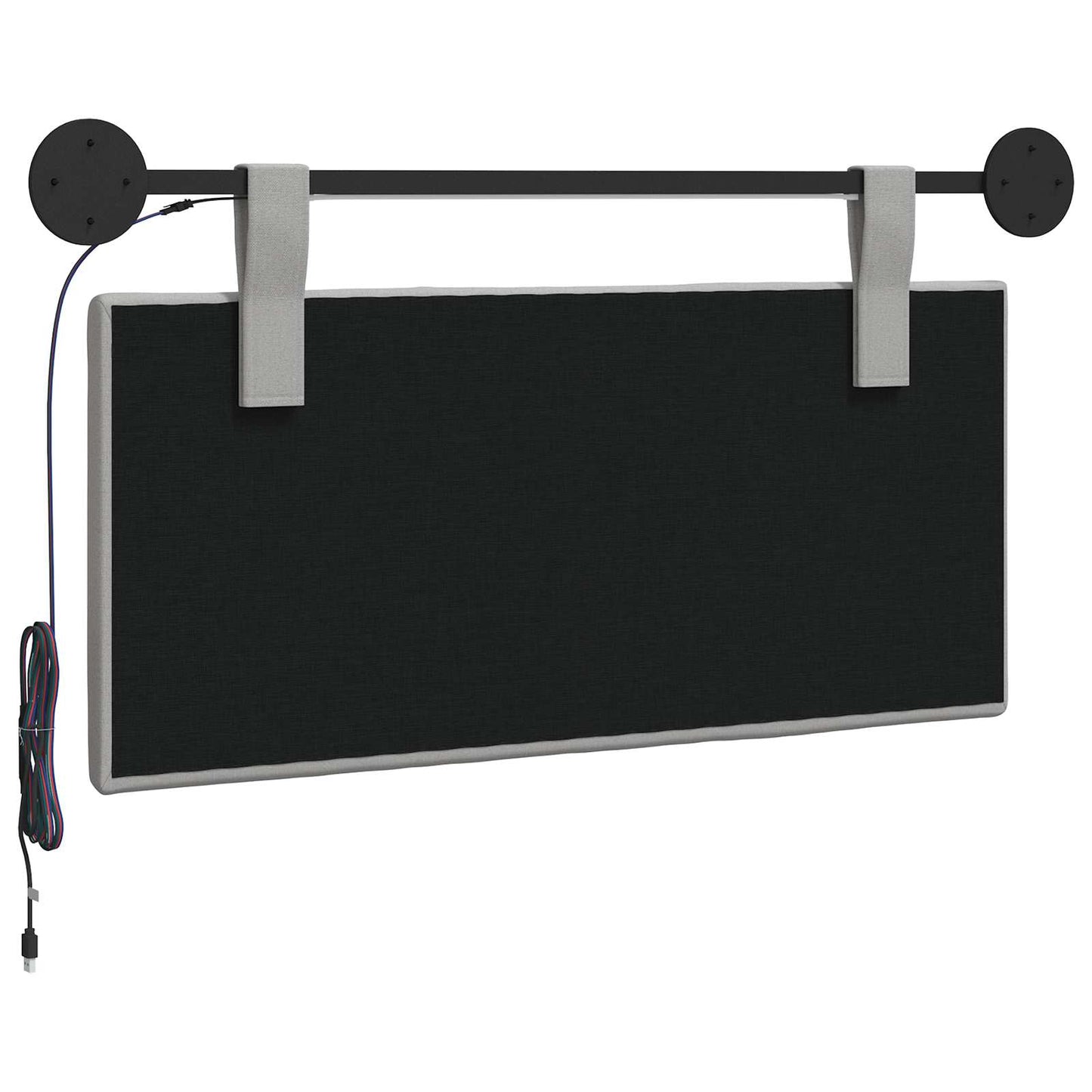 Hangend hoofdbord Met LED-verlichting Wolkengrijs Stof
