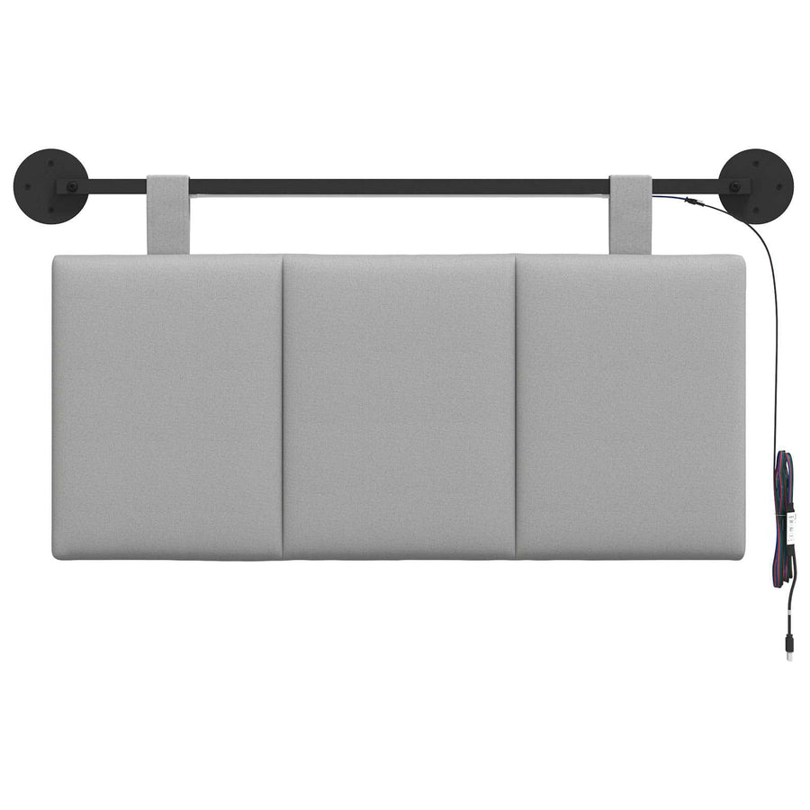 Hangend hoofdbord Met LED-verlichting Wolkengrijs Stof