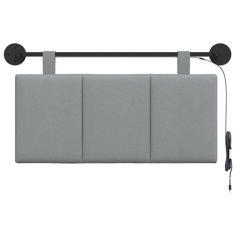 Hangend hoofdbord Met LED-verlichting Lichtgrijs Stof