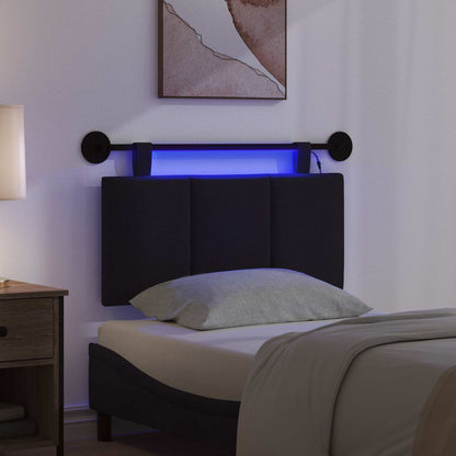 Hangend hoofdbord Met LED-verlichting Zwart Stof