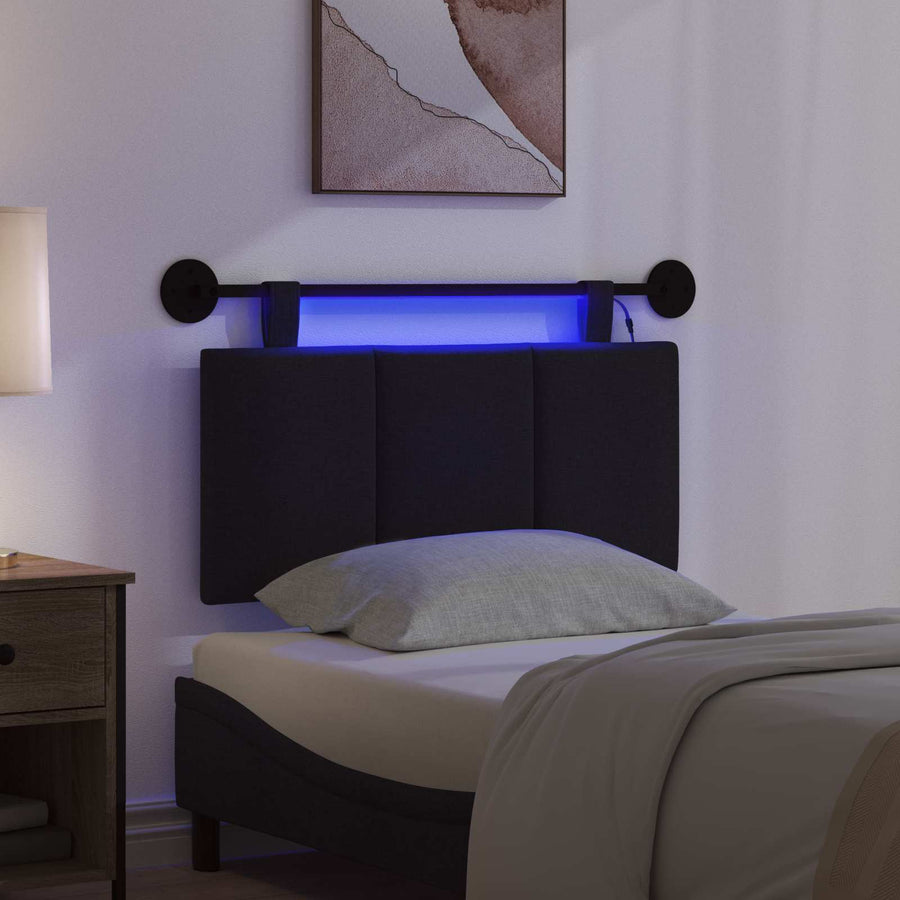 Hangend hoofdbord Met LED-verlichting Zwart Stof