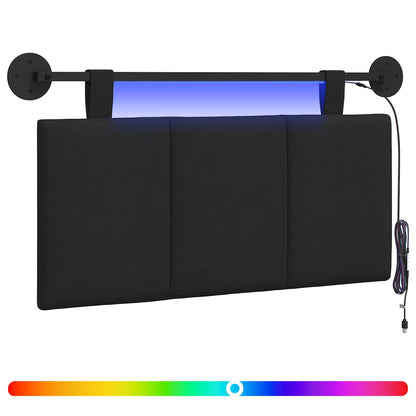 Hangend hoofdbord Met LED-verlichting Zwart Stof
