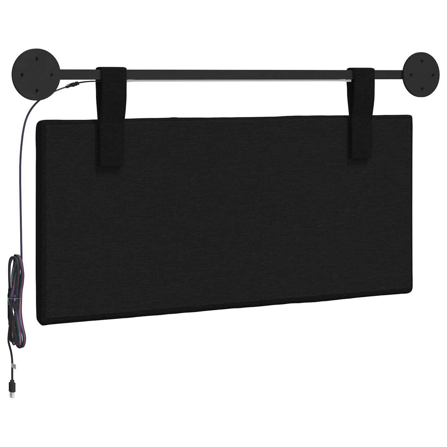 Hangend hoofdbord Met LED-verlichting Zwart Stof