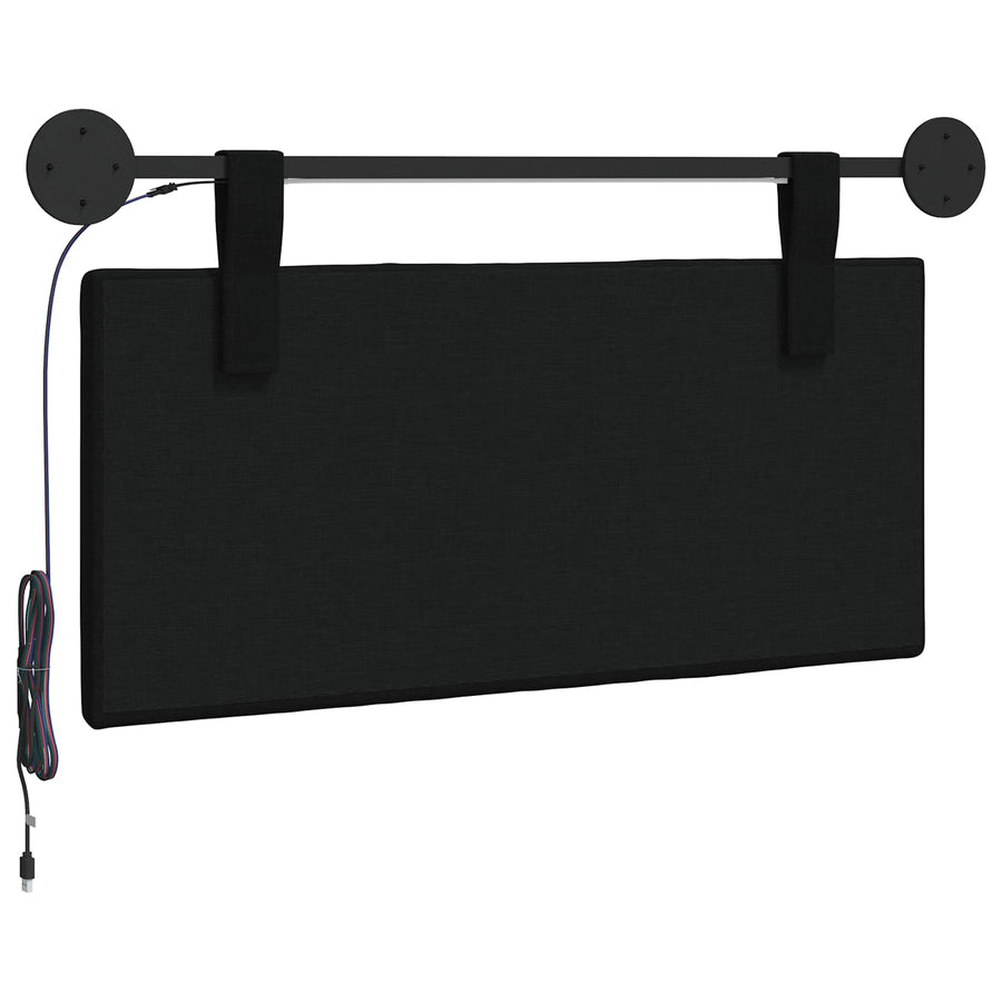 Hangend hoofdbord Met LED-verlichting Zwart Stof