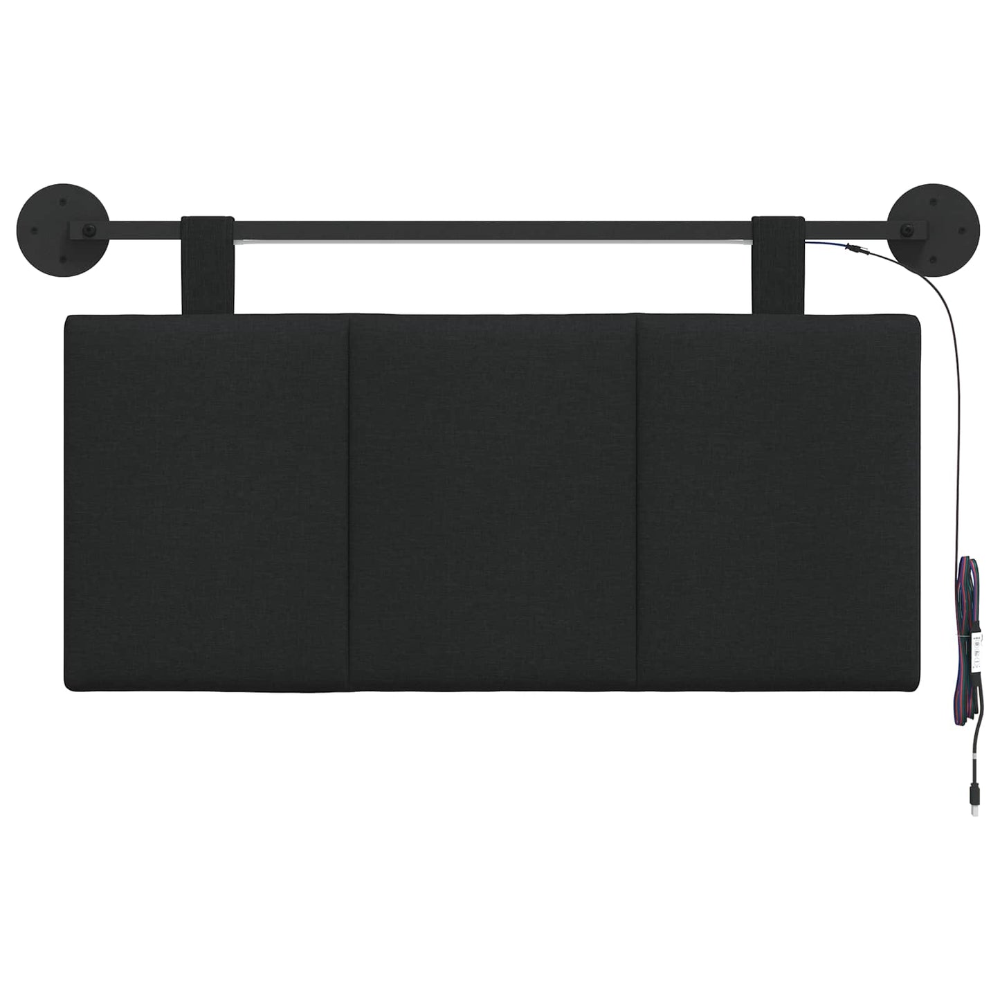Hangend hoofdbord Met LED-verlichting Zwart Stof