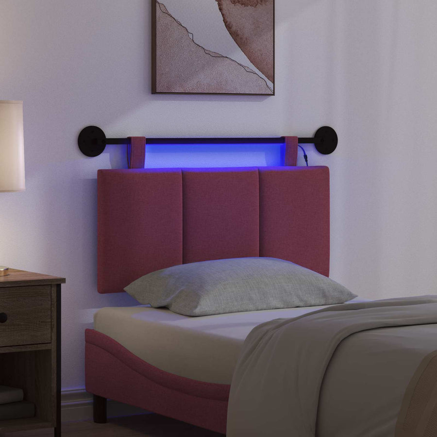 Hangend hoofdbord Met LED-verlichting Wijnrood Stof