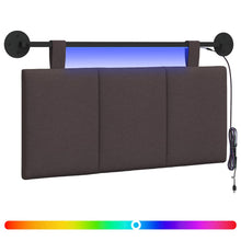 Hangend hoofdbord Met LED-verlichting Donkerbruin Stof