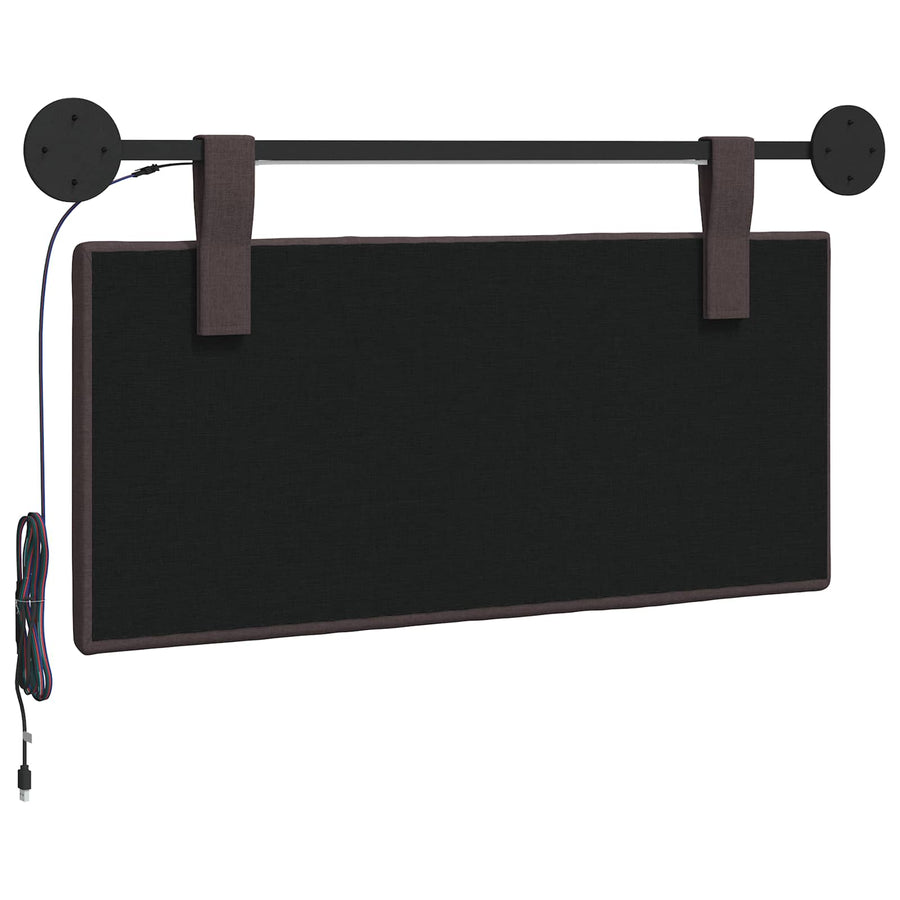 Hangend hoofdbord Met LED-verlichting Donkerbruin Stof