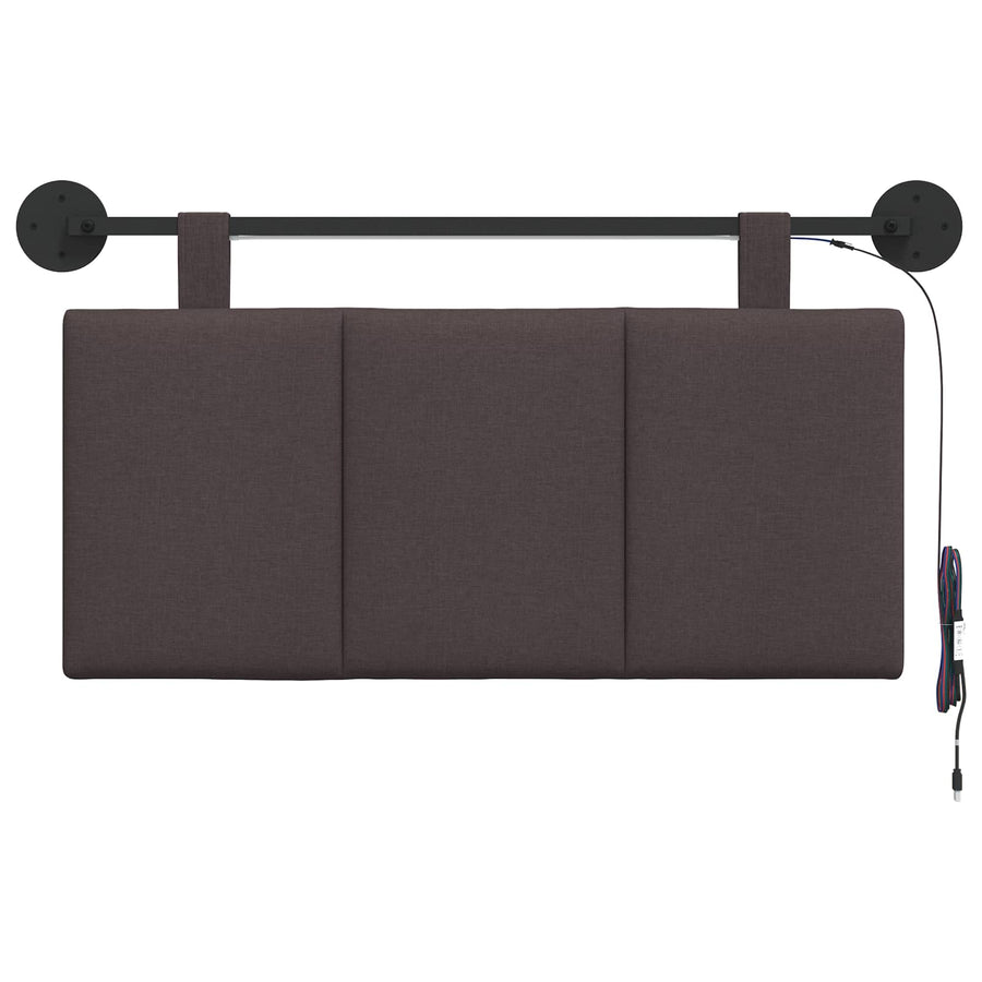 Hangend hoofdbord Met LED-verlichting Donkerbruin Stof