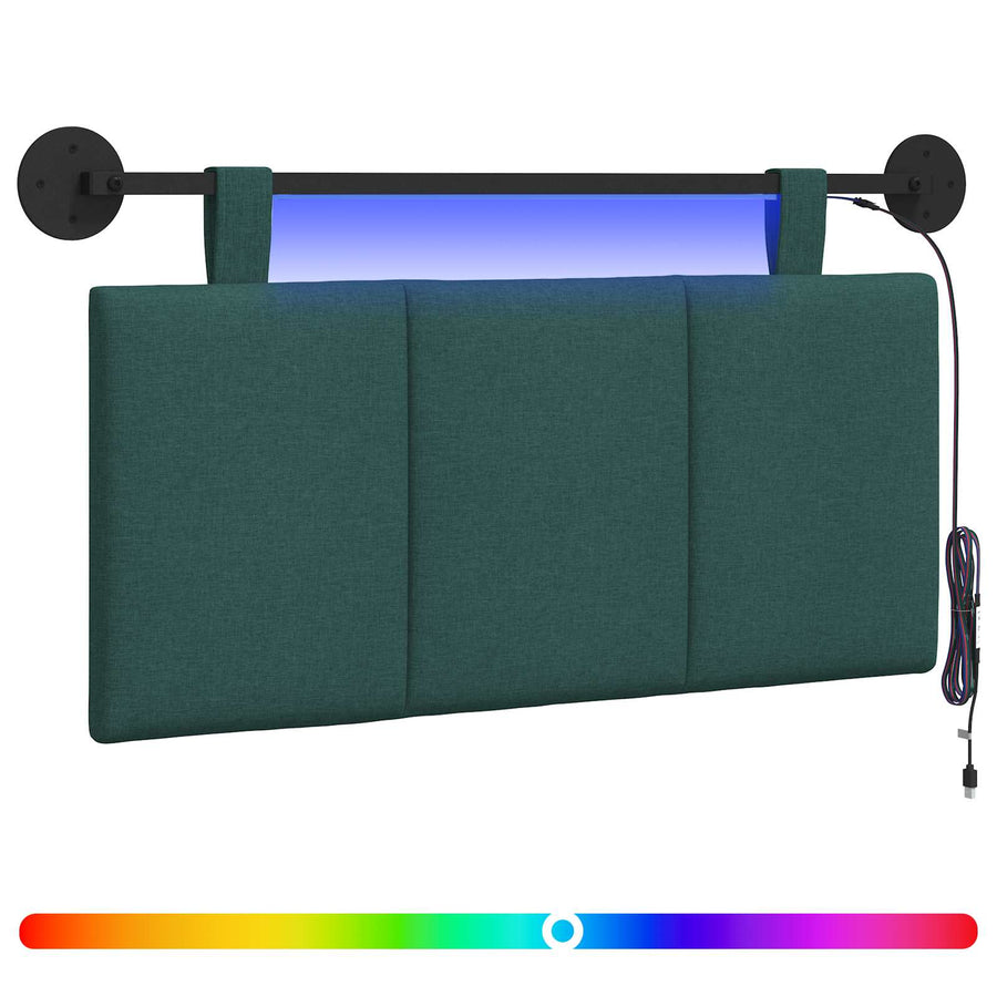 Hangend hoofdbord Met LED-verlichting Donkergroen Stof