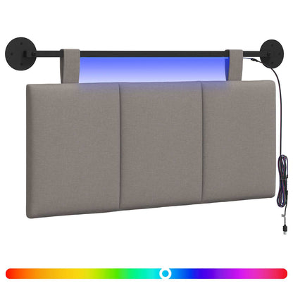 Hangend hoofdbord Met LED-verlichting Taupe Stof