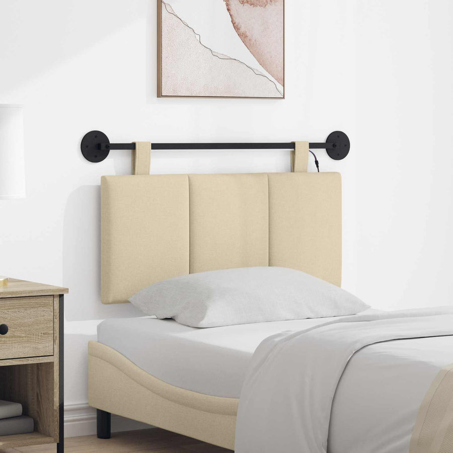 Hangend hoofdbord Met LED-verlichting Crèmekleurig Stof