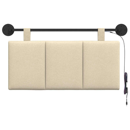 Hangend hoofdbord Met LED-verlichting Crèmekleurig Stof