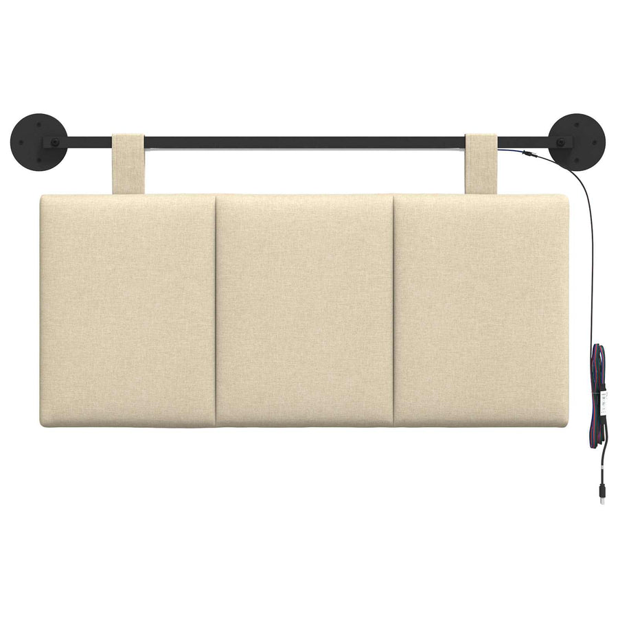 Hangend hoofdbord Met LED-verlichting Crèmekleurig Stof
