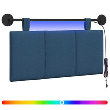 Hangend hoofdbord Met LED-verlichting Blauw Stof