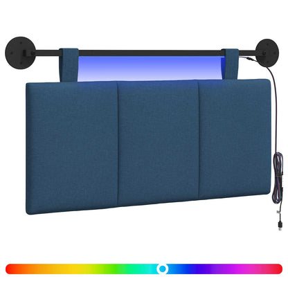 Hangend hoofdbord Met LED-verlichting Blauw Stof