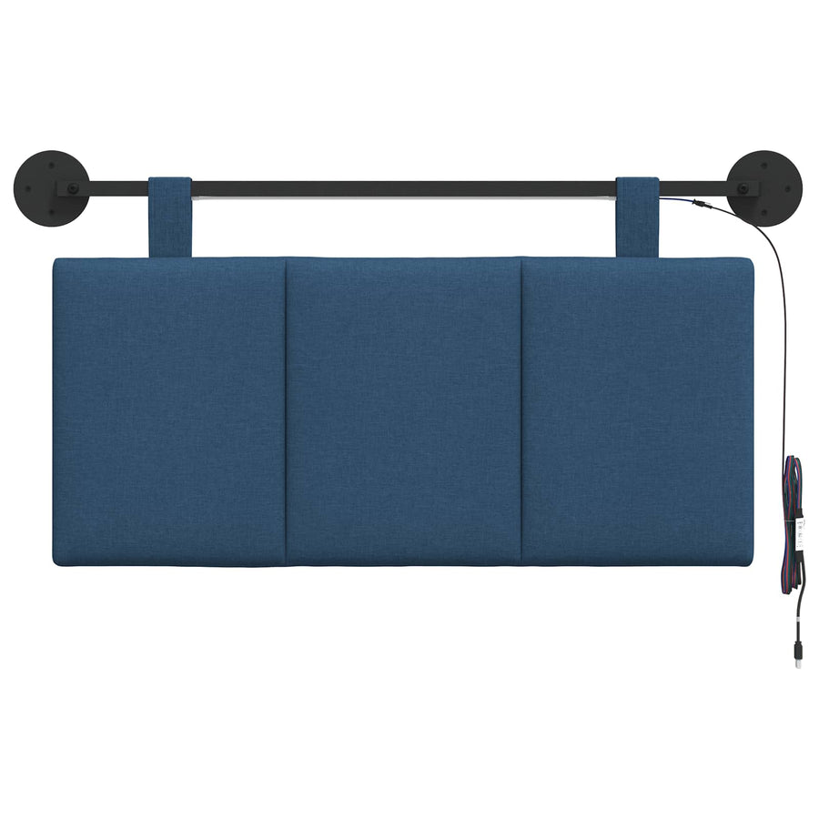 Hangend hoofdbord Met LED-verlichting Blauw Stof